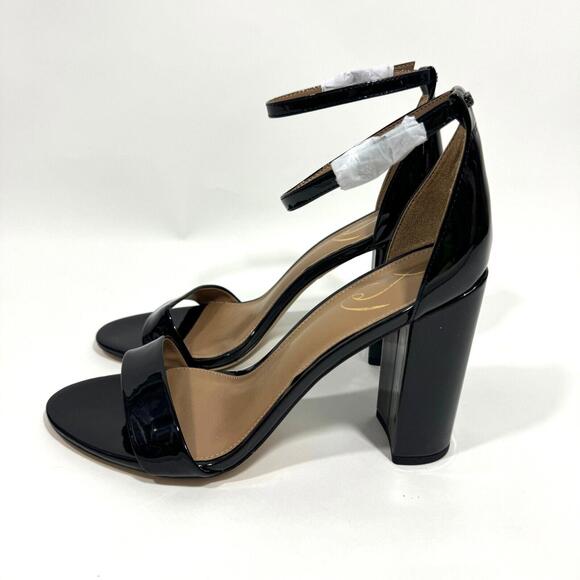 Sam Edelman Women’s Size 10.5 Black Patent Yaro Ankle Strap Block Heel Sandals - Picture 3 of 10
